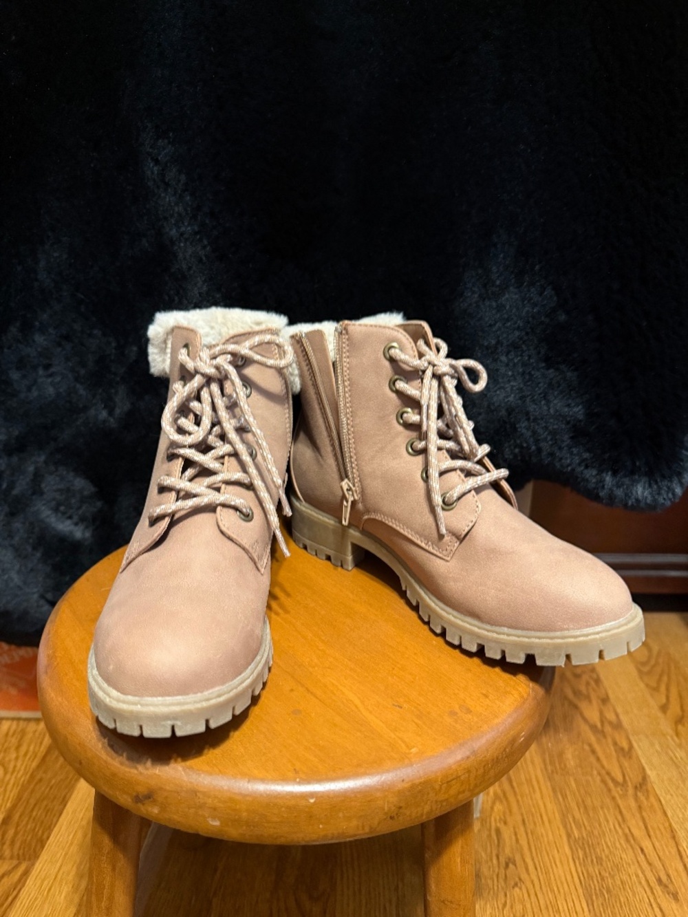Madden Girl chunky bootie with faux sherpa detail